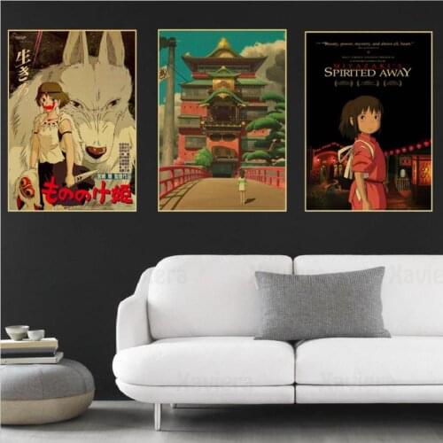 Anime Retro Posters Canvas Prints Childhood Memories Home Bar Cafe Decoration Mural Frameless Hayao Miyazaki Poster Wall Art