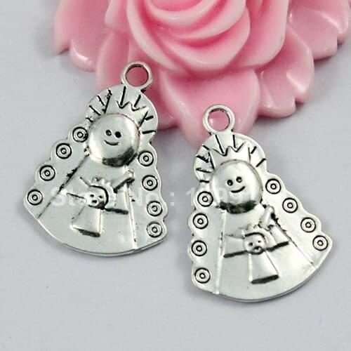 50pcs/lot Metal Zinc Alloy Silver Tone Mother&Child Charm Pendant For Necklace DIY Jewelry Making Accessories 20x32mm (K01011)