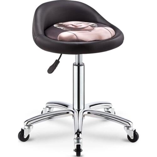 Beauty Stool Barber Shop Chair Rotating Lift Round Stool Back Nail Salon Stool Hair Salon Hairdressing Work Bench