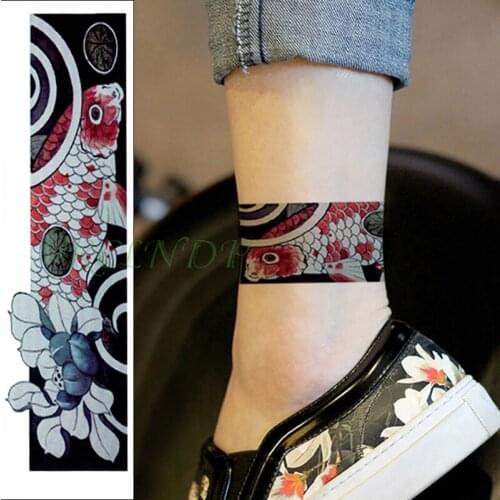 Waterproof Temporary Tattoo Sticker fish Lotus leaf band Fake Tatoo Personality Flash Waist Arm Foot Tatto for Girl Women Men