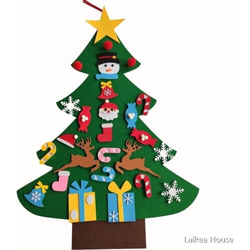 DIY Felt Christmas Tree Snow Man Handmade Artificial Tree Wall Hanging Ornaments Decoration For New Year Gifts Kids Toys Home