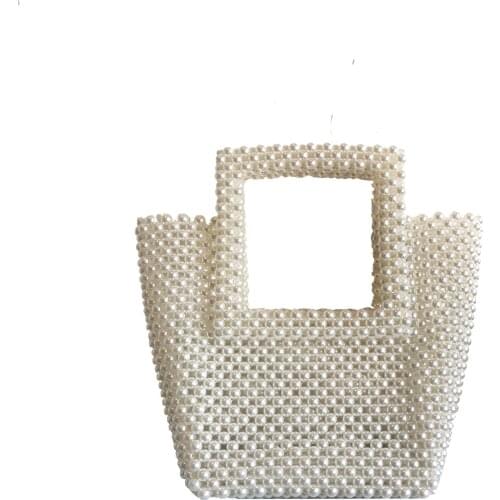 Dinner Bag Lady Handbag Square Box Pearl Bag String Bead Ins Fashion Trend Personality Design