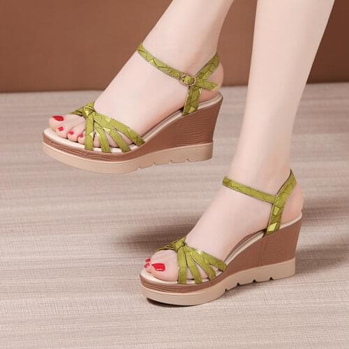 Plus Size 32-43 Platform Sandals Women Shoes Summer 2021 Open Head High Heels Wedges Sandals Ladies Casual Beach Sandals