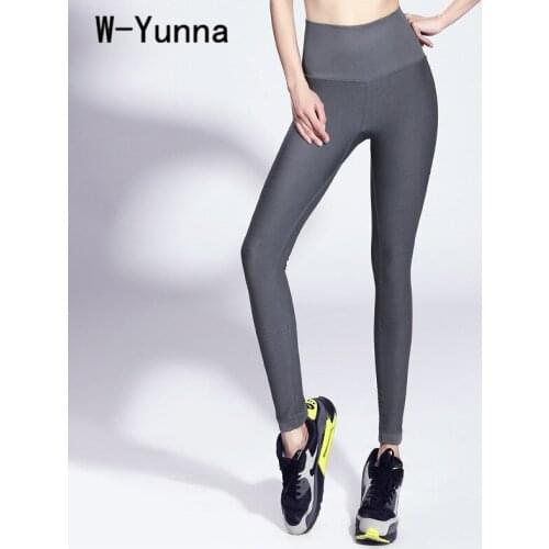W-Yunna 2019 New Fitness Pants Women Solid Color High Stretchy Knitted Sportswear Legging Pants Ankel Length High Waist Trousers