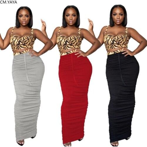 2020 Women Summer High Waist Skirts Leopard Print Draped Night Club Street Vintage A Line Skirts Striped Party Bandage GL2027