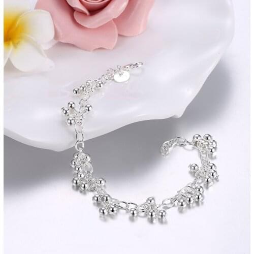 Hot new charm grape beads chain 925 sterling silver Bracelet for woman Wedding party Christmas Gifts fashion Jewelry