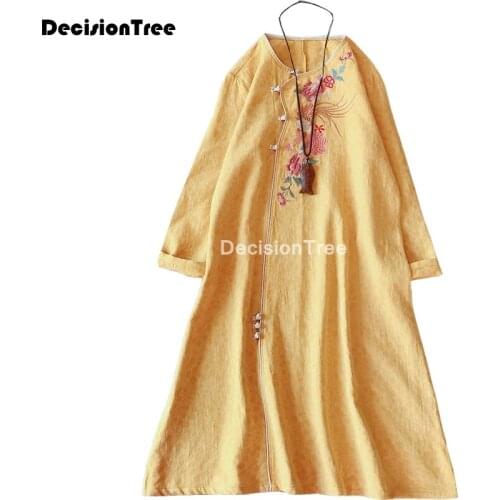 2021 chinese dress vintage cotton linen cheongsam vestidos qipao chinese traditional women dress elegant party dance costume