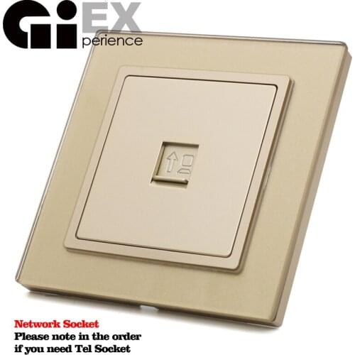 Gold Glass Panel Network Socket Same Color As Touch Switch Customizable Siamese Switch & Socket