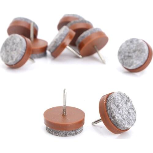 10 Wooden Furniture Legs Felt Pads Round Nail-on Slider Glide Mats Anti Vibration Nonslip Tables Chairs Leg Cups Floor Protector