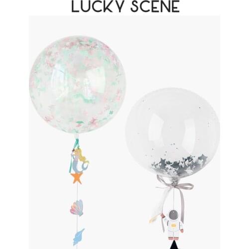24 " Transparent Color Bobo Mermaid Space Bobo Confetti Balloon Space Star Birthday Party S00710
