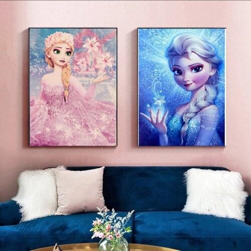 DIY Diamond Painting Disney Art Frozen Anna and Elsa Cartoon Figure Cross Stitch Kit Full Drill Embroidery Mosaic Art Home Decor