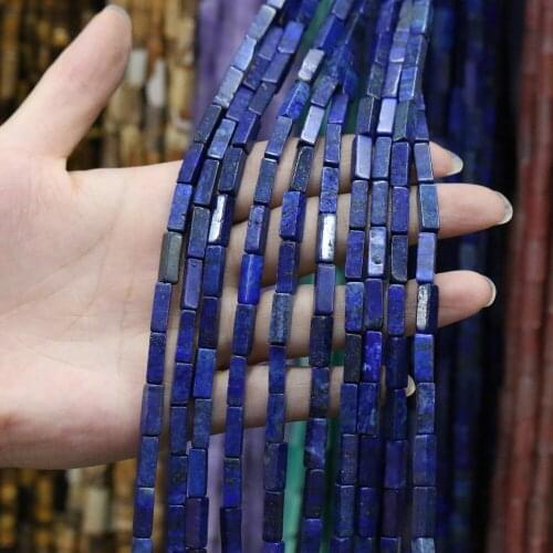 Natural Stone Rectangular Scattered bead agates Lapis lazuli string Beads for Jewelry Making DIY Necklace Bracelet 4x13mm