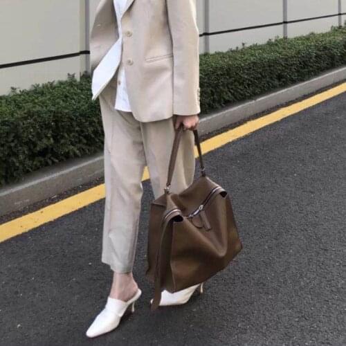 Long Zipper Design Solid Color Casual Large Capacity Single-shoulder Bag Vintage Crossbody Shoulder Bag Classic Handbag