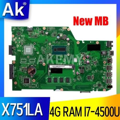 For Asus X751LA X751L X751LD R752LD R752LA R752LN rev2.0 I7-4500U laptop motherboard tested 100% work original mainboard