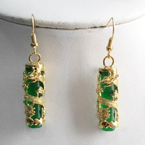 Shipping unique Amazing green + Dragon Earring 5.29