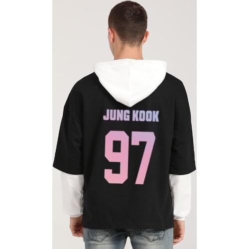 Jungkook Suga Jimin V Jin J-hope RM Hoodies Sweatshirts Men Women Korean Bangtan Boys Kpop LOVE YOURSELF Fake Two Pieces Clothes