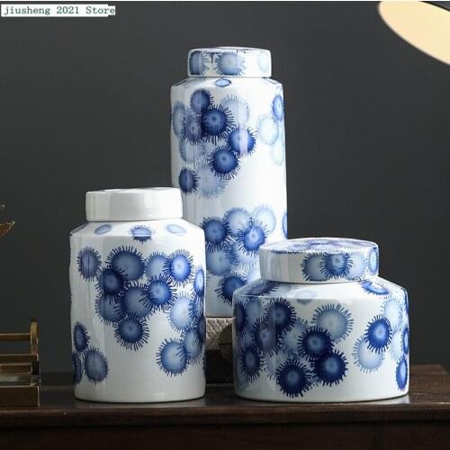 Bohemian Decorative Jar Simulation Vase Chinese Ceramic Storage Jar Home Porcelain Decoration Flower Pot Decoration Accessories
