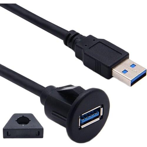 USB3.0 Flush Mount Cable USB Male to Female Car AUX Mount Flush Panel Extension Cable for Car Truck Boat Motorcycle Dashboard