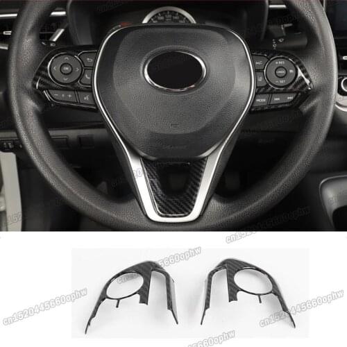 Lsrtw2017 Car Steering Wheel Button Cover Trim Panel Chrome for Toyota Corolla Avalon RAV4 2019 2020 2021 Accessories Styling