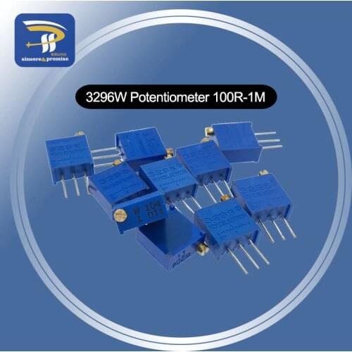 10PCS 3296 potentiometer Kit High Precision 3296W Variable Resistor 100R -1M 200R 500R 1k 2k 5K 10K 20K 50K 100K 200k 500k