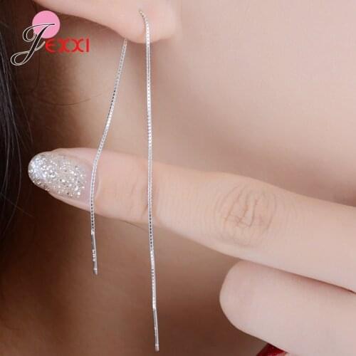 Korean Women Long Linear Chain Dangle Ear Line Threader Earrings Fashion Jewelry Tassel Earrings Drop Earrings for Women