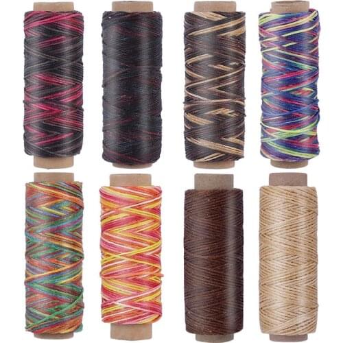 LMDZ 8Colors 150D 1mm Leather Waxed Thread Kit Needlework Fiber Yarn ToolCord for DIY Handicraft Tool Hand Stitching Thread