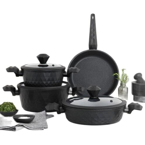 Worlds best quality and long-lasting cookware set 7 Pieces non-stick granite cookware non-combustible induction base