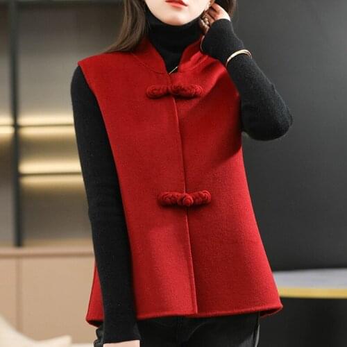 MeetMetro 100% Wool Women Wool Vest Fashion Women Wool Blend Vest Sleeveless Autumn Warm Wool Cashmere Vests Solid Vintage Vest
