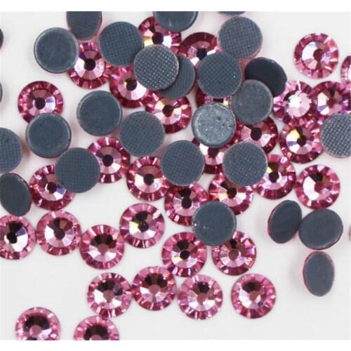 MHS.SUN SS6 SS10 SS16 SS20 SS30 Rose Pink DMC Crystal Rhinestones DIY Loose Glue HotFix Crystal Rhinestone Garment Decoration