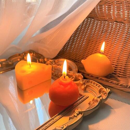 Cute Geometry Cube Candle & Novelty Fruit shape Soy Wax Aromatherapy Candles Scented Nursery Decor