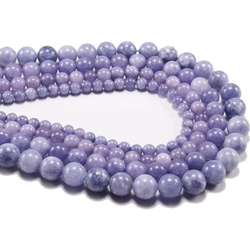 1strand/lot Natural Purple Aquamarin Agat Stone Bead 4/6/8/10/12mm Round Loose Spacer Beads For DIY Bracelet Jewelry Making