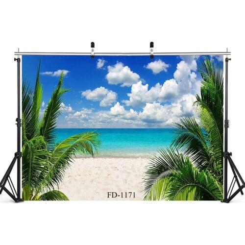 Sky Beach Palm Tree Photography Backdrop for Photo Shoot Wedding Child Baby Shower Kids Vinyl Cloth Background Photo Studio