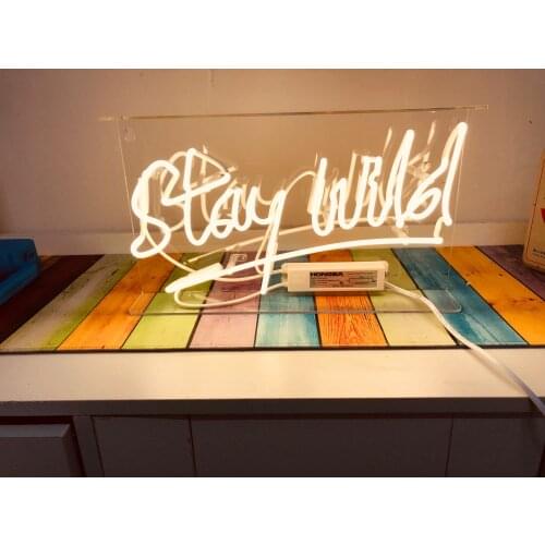 14“x8" Stay Wild Acrylic Custom Neon Light Lamp Sign Beer Bar Handmade Real Glass Decorate Home Wall Room Windows Artwork PP