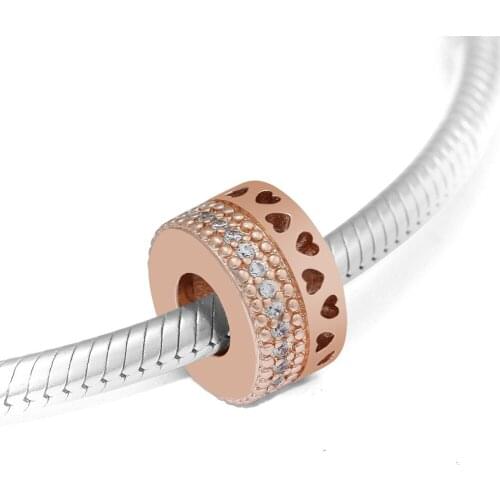 Fits for Pandora Charms Bracelets 100% 925 Sterling-Silver-Jewelry Hearts Of Signature Rose Beads Free Shipping