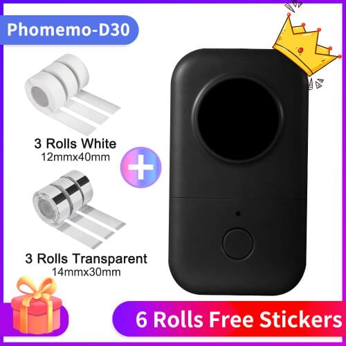 Phomemo D30 Portable Label Maker with 10 Rolls Adhesive Label Thermal Paper Mini Bluetooth Thermal Printer Impresora portatil