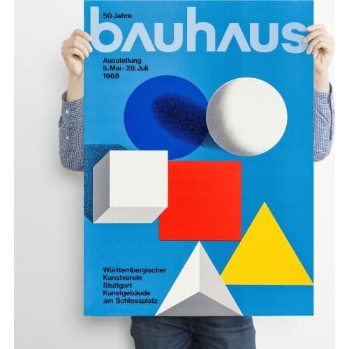 Bauhaus Poster by Herbert Bayer, 50 Jahre Bauhaus, 1968, Exhibition Poster, Home Decor , Wall Art