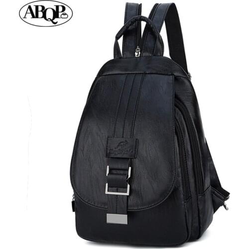 Kangaroo Pu Leather Mochila Femenina Simple Backpack Leisure Soft Leather Large Capacity Backpack Fashion Ladys School Bag