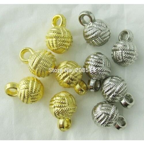 NBNVSN 10MM hanging hole ball buttons for clothes 100 pieces silver and gold color plastic button