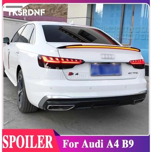 YKSRDNF For Audi A4 B9 2017 2018 2019 ABS Plastic Color Rear Spoiler Wing Trunk Lip Boot Cover Car Styling With Led Light