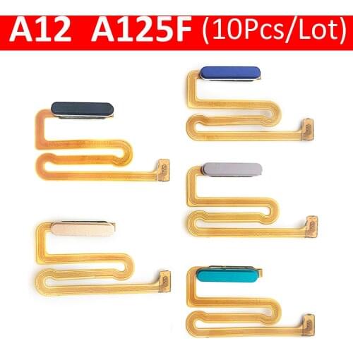 10Pcs/Lot, Fingerprint Home Button Power On Off Side Button Key Flex Cable For Samsung Galaxy A12 A125F Replacement Parts