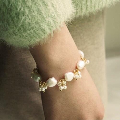 100% Freshwater Pearl Bracelet for Women Elegant Light Luxury Irregular Pearl Gift for Girlfriend Jewelry Wholesale 16+3CM