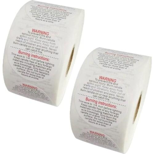 1000pieces 1.5Inch Candle Warning Safety Labels Candle Jar Container Stickers for Candle Making DIY Candle Jars and Tins