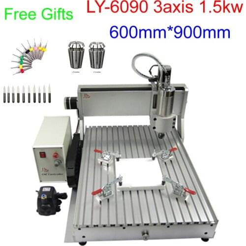 3axis cnc engraving machine LY-6090 cnc milling machine with 1.5kw water-coolled spindle and ball screw