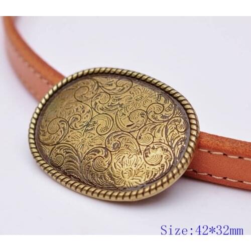 5PC 42X32MM Antique Brass Western Floral Engraved Leather Craft Conchos Screw
