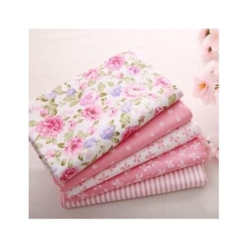 50x50cm 5PCS 100% cotton pink precut quilt fabric fat quarters patchwork home textile sewing material for tilda doll