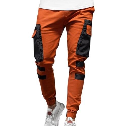 Men Pants Color Patchwork Pocket Cargo Pants Men Harem Jogger Trousers Streetwear Mens Clothing Casual Pants