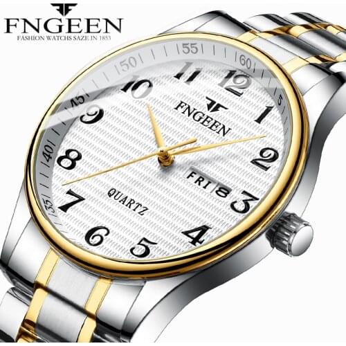 Relogio Masculino Men Business Waterproof Date Week Quartz Mens Watches Fashion Stainless Steel Watches For Men