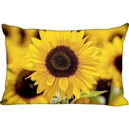 Landscape Sunflower Pillow Cover Bedroom Home Office Decorative Pillowcase Rectangle Zipper Pillow Cases Satin Fabric 10-10