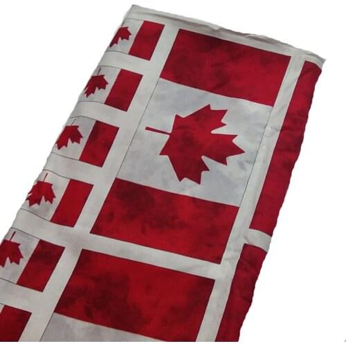 Pretty Various Sizes Red Canada Maple Check Printed Cotton Fabric 50x105cm For DIY Sewing Cloth Dress Hat Bag Home Decoration