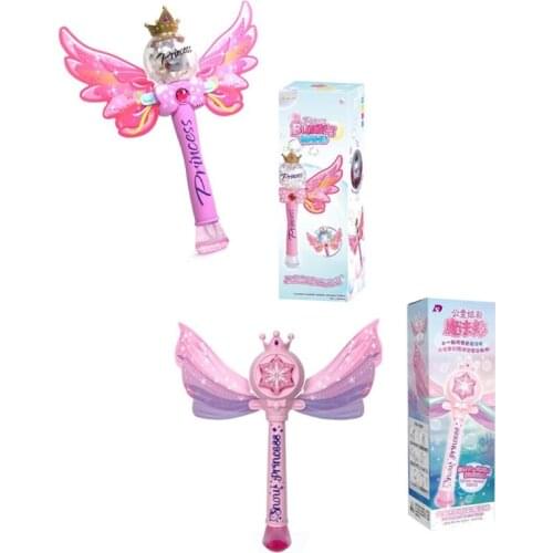 Electric Magic Stick Princess Bubble Wand for Toddler Girls Bubble Maker with Music Lights Outdoor Automatic Bubble Toy